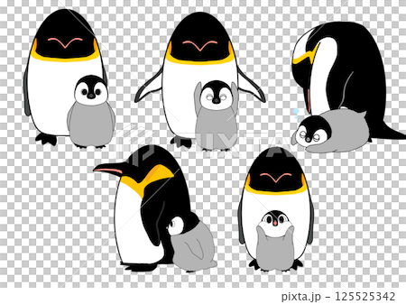帝王企鵝親子5姿勢組合 125525342