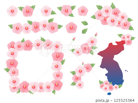 Vector illustration of Rose of Sharon and Korean map. Vector illustration of Rose of Sharon and Korean map. 125525364