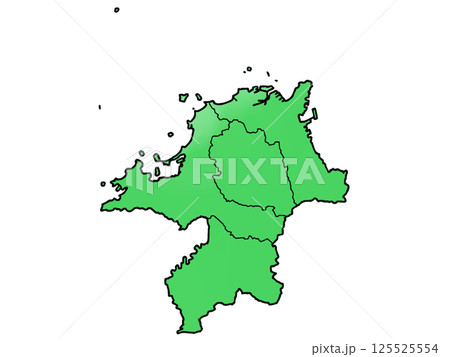 少しゆるい福岡県地図 地域分け 125525554