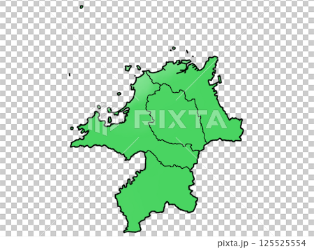 少しゆるい福岡県地図 地域分け 125525554