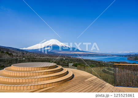 山梨県パノラマ台からの山中湖と富士山 125525861