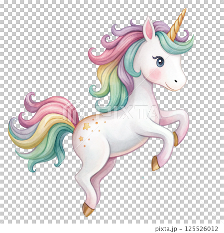 Watercolor cartoon on white background  125526012