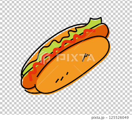 Analog style hot dog illustration 125526049