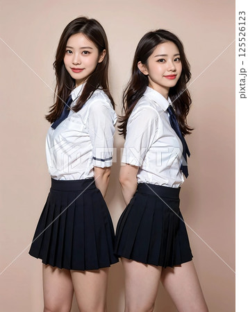 肩を組む女子高生 125526123