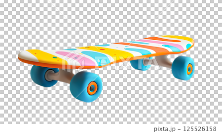透明背景上色彩鮮豔、設計獨特的滑板 3D 插圖(png) 透明背景上色彩鮮豔、設計獨特的滑板 3D 插圖(png) 125526158