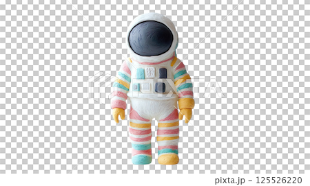 透明背景（png）にカラフルなデザインの宇宙服の3Dイラスト 125526220