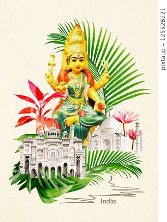 Collage or design of famous historical monument of India Collage or design of famous historical monument of India 125526221