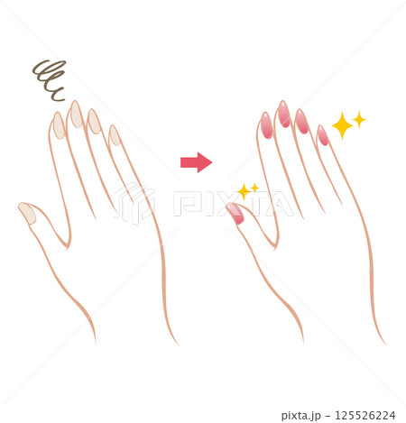 ネイル・マニキュアをした爪と手指のイラスト 125526224