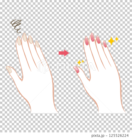 Illustration of nails and fingers with manicure 125526224