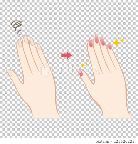 Illustration of nails and fingers with manicure Illustration of nails and fingers with manicure 125526225