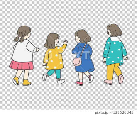 Walking girl back view 125526343