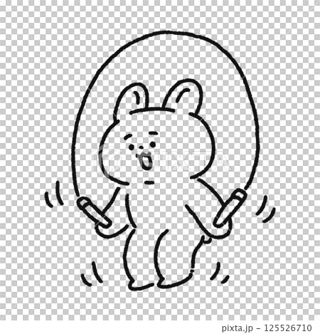 Rabbit jumping rope line drawing Rabbit jumping rope line drawing 125526710