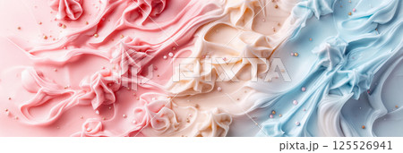 Swirls of pink and blue cream textures. 125526941