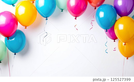 カラフルな風船と白い背景 125527399