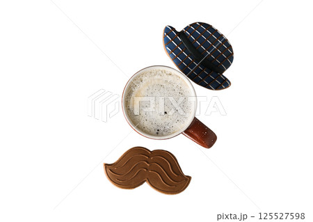Father's Day, Themed cookies with coffee, isolated on white, PNG Father's Day, Themed cookies with coffee, isolated on white, PNG 125527598