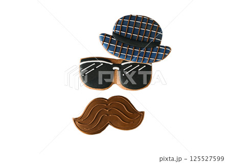 Father's Day, Mustache and sunglass cookies, isolated on white, PNG 125527599