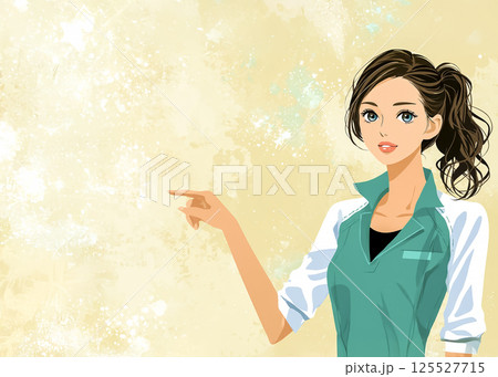 お勧めポーズをする看護師のイラスト素材 125527715