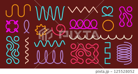 Colorful metaball and spring spiral coil elements 125528052
