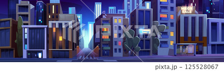 City crossroad night scene 125528067