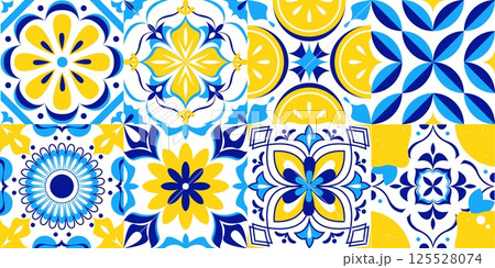 Amalfi pattern - mosaic design with lemon Amalfi pattern - mosaic design with lemon 125528074