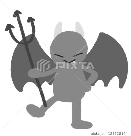 悪魔のゆるくてかわいい手描きのイラスト 悪魔のゆるくてかわいい手描きのイラスト 125528144
