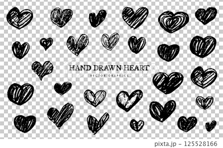 Great for design! Hand-drawn hearts in black Great for design! Hand-drawn hearts in black 125528166
