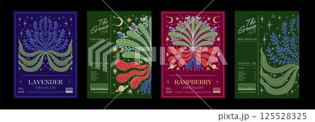 Luxury chocolate box. Indian tea pattern, premium wedding floral mandala or elegant flower label. Product package design with herbal ethnic banner template. Vector modern frame collection 125528325
