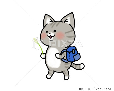 猫じゃらしを摘んで楽しい遠足に行くネコちゃん 猫じゃらしを摘んで楽しい遠足に行くネコちゃん 125528678