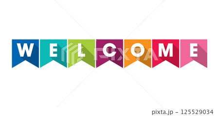 Colorful Welcome Design Template. WELCOME Letters Banner. Welcome Text Design. Vector Illustration 125529034