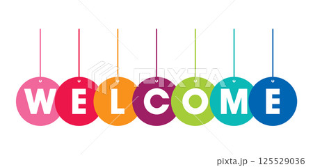 Colorful Welcome Design Template. WELCOME Letters Banner. Welcome Text Design. Vector Illustration 125529036