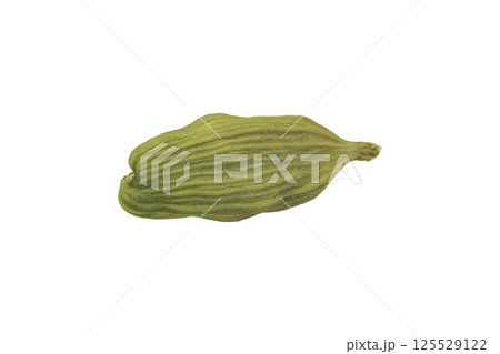 Dry capers isolated on white background with clipping path close up. Macro shot capers isolated over white background. 125529122