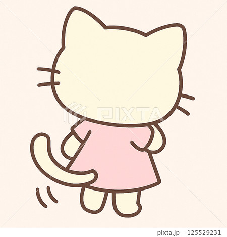 後ろ向きの猫のイラスト 125529231