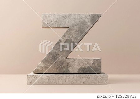 The letter Z is made of concrete and has a rough texture 125529715