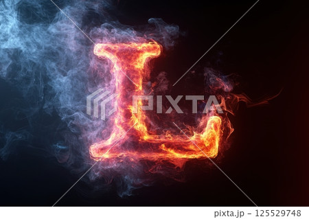 The letter L is made of fire and smoke 125529748