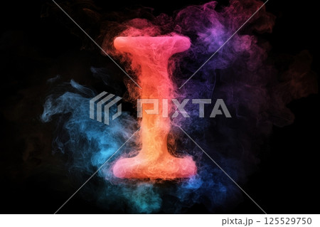 The letter I is written in smoke and fire, creating a sense of chaos 125529750