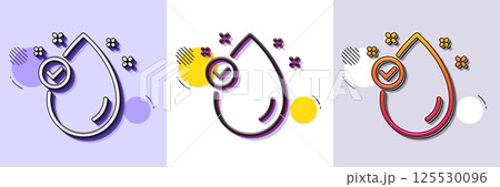 Vitamin E line icon. Halftone dotted pattern. Gradient icon with grain shadow. Oil drop sign. Line vitamin E icon. Various designs. Vector 125530096