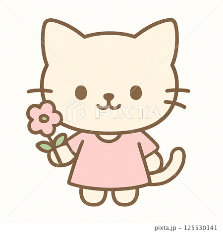 花を持った猫のイラスト 125530141
