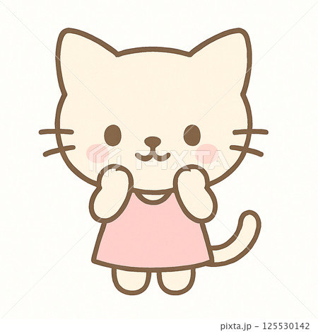 ウキウキした嬉しい気分の猫のイラスト 125530142
