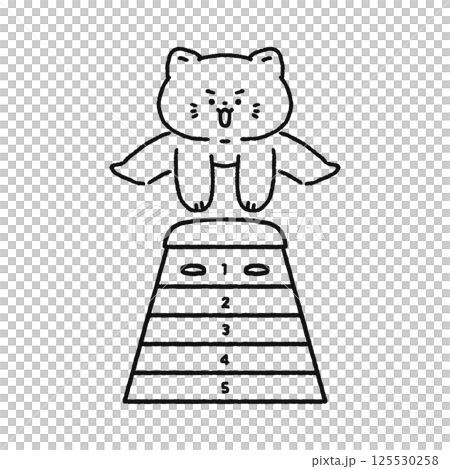 貓跳過一個盒子-線條畫 貓跳過一個盒子-線條畫 125530258