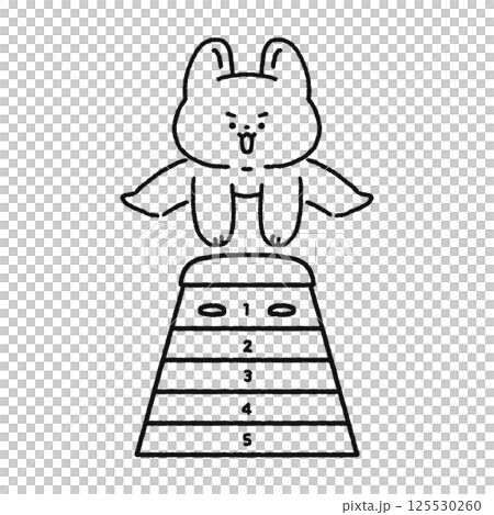 兔子跳過盒子-線條畫 125530260