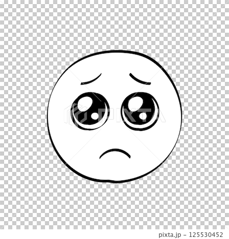 含淚的Emoji表情-簡單可愛的手繪含淚哭臉設計素材 125530452