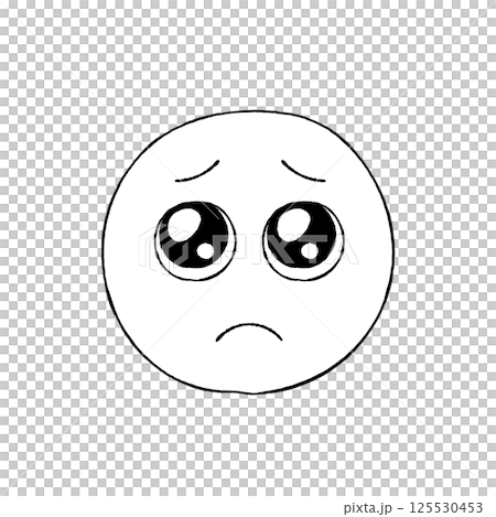 含淚的Emoji表情-簡單可愛的手繪含淚哭臉設計素材 125530453