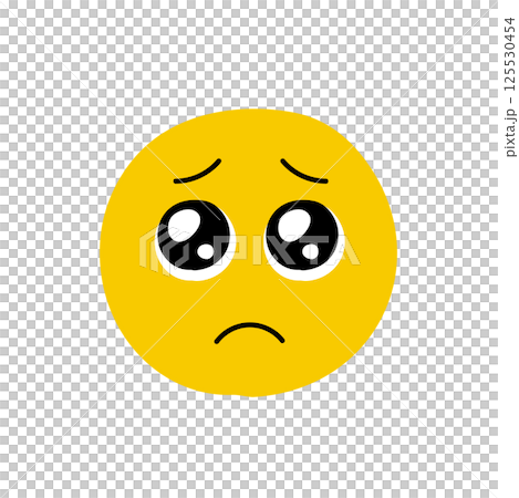 含淚的Emoji表情-簡單可愛的手繪含淚哭臉設計素材 125530454