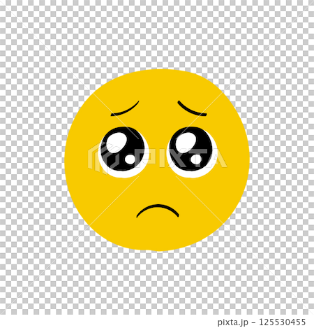 含淚的Emoji表情-簡單可愛的手繪含淚哭臉設計素材 125530455