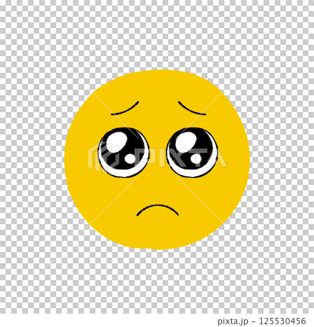 含淚的Emoji表情-簡單可愛的手繪含淚哭臉設計素材 125530456