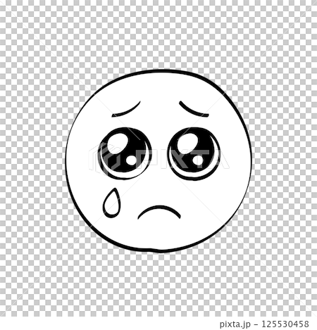 含淚的Emoji表情-簡單可愛的手繪含淚哭臉設計素材 125530458