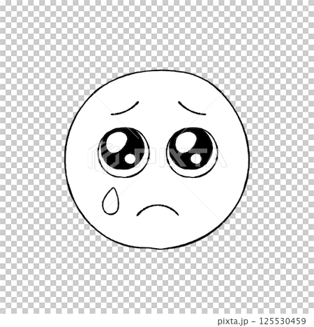 含淚的Emoji表情-簡單可愛的手繪含淚哭臉設計素材 125530459