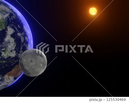 太陽と月と地球 125530469