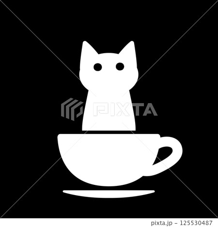 コーヒーカップに入っている白い猫のアイコン 125530487
