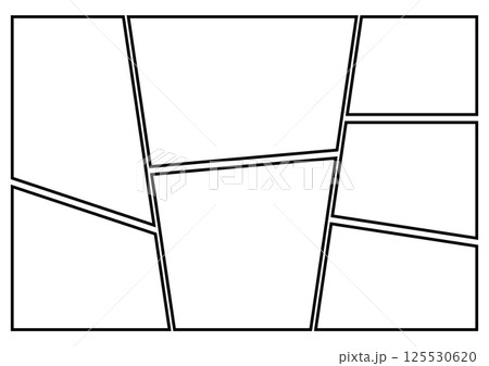 シンプルな見開きのマンガのコマ割りフレーム背景 125530620